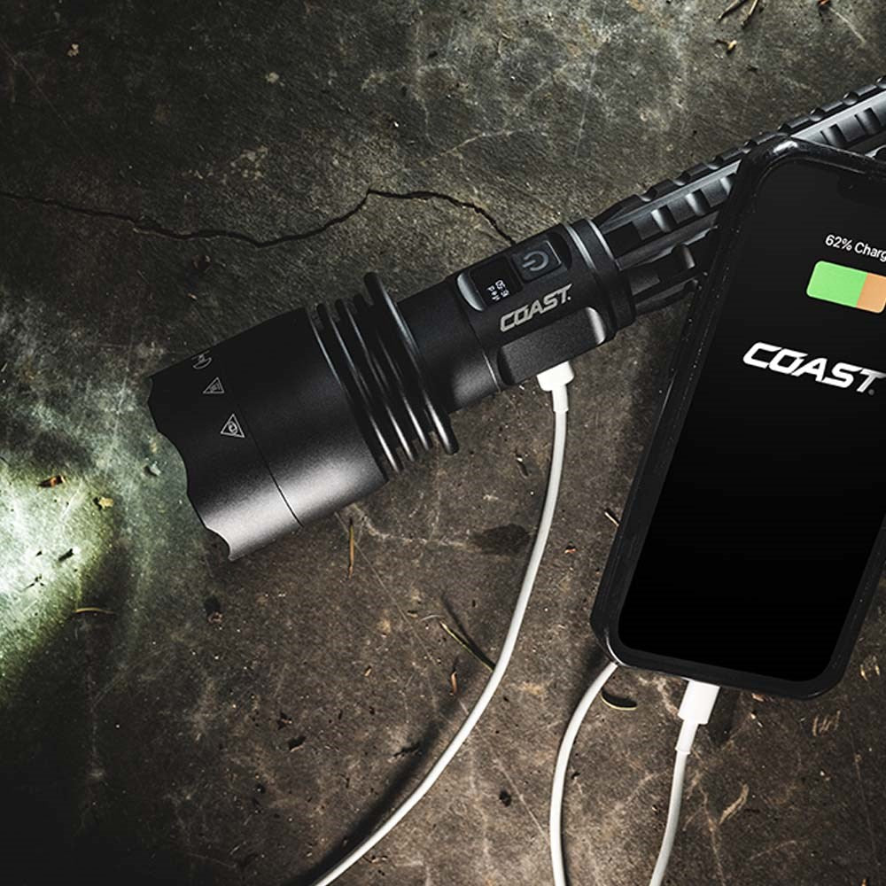 Coast - XP40R Rechargeable LED Torch with Power IQ OLED Real-Time Display - 8000 Lumens
