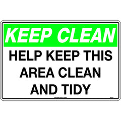 Uniform Safety Signs - 450x300mm - Poly - Keep Clean Help Keep This Area Clean and Tidy | 811LSP