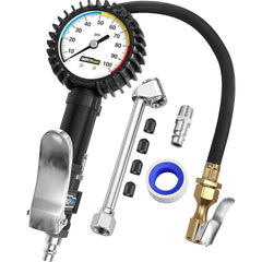 AIP - Tyre Inflator Gauge Style C/w 300mm Hose & Hold On Chuck - Car | 61-300-0140 | AIPTPG
