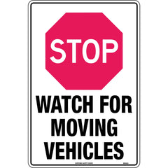Uniform Safety Signs - 450x300mm - Poly - Stop Watch out for Moving Vehicles | 834LSP