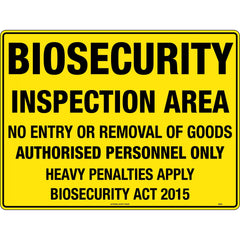 Uniform Safety Signs - 600x400mm - Metal - Biosecurity Inspection Area | 853LM