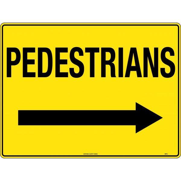Uniform Safety Signs - 600x225mm - Corflute - Pedestrians [Arrow Right] | 867DLC
