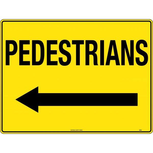 Uniform Safety Signs - 600x225mm - Corflute - Pedestrians [Arrow Left] | 868DLC