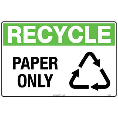 Uniform Safety Signs - 450x300mm - Metal - Recycle Paper Only | 881LSM
