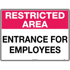 Uniform Safety Signs - 450x300mm - Metal - Restricted Area Entrance For Employees | 8902LSM