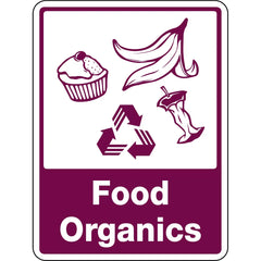 Uniform Safety Signs - 300x225mm - Self Adhesive - Food Organics [With Recycling Picto] | 8904MA