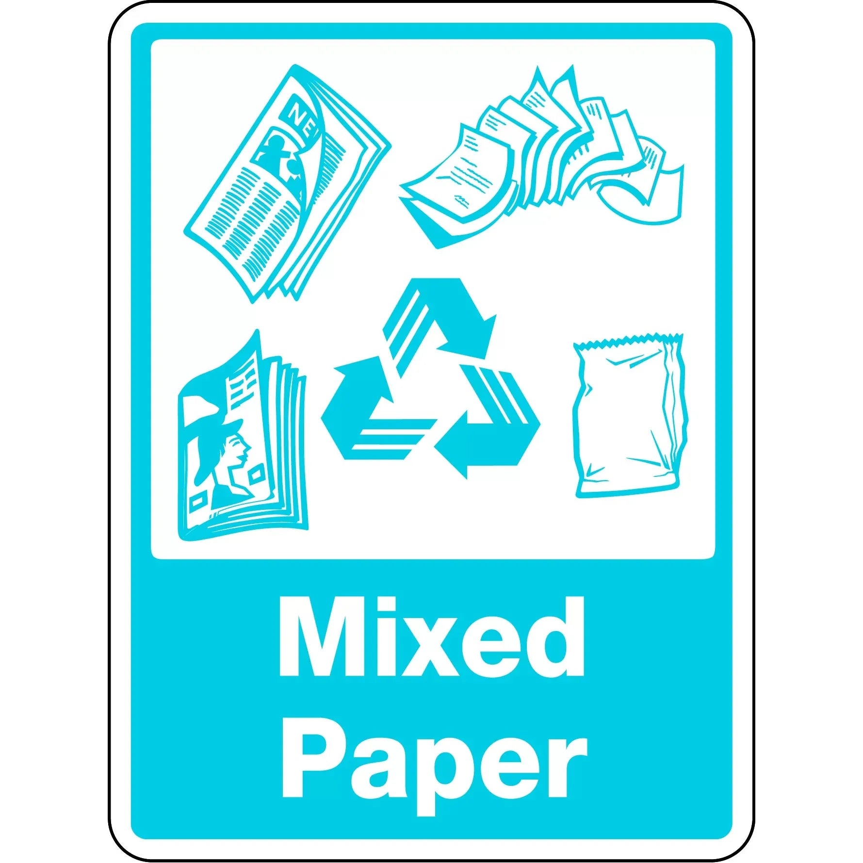 Uniform Safety Signs - 300x225mm - Poly - Mixed Paper [With Recycling Picto] | 8907MP