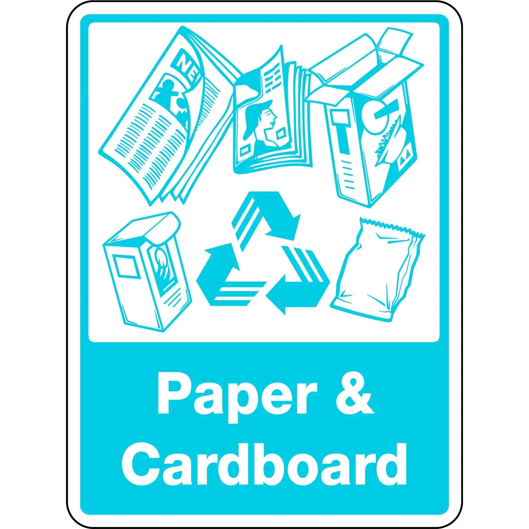 Uniform Safety Signs - 300x225mm - Self Adhesive - Paper & Cardboard [WIth Recycling Picto] | 8908MA