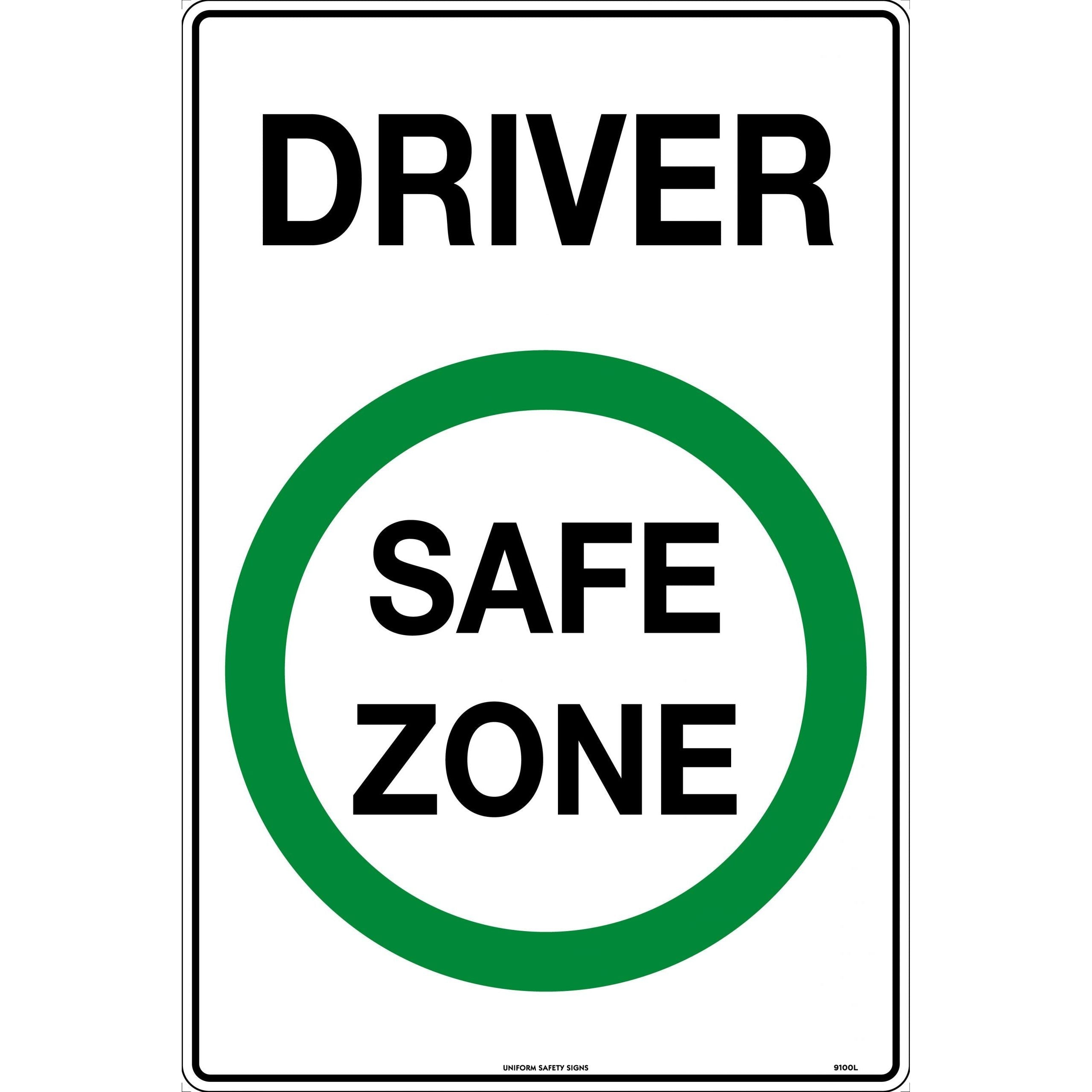 Uniform Safety Signs - 600x400mm - Metal - Driver Safety Zone | 9100LM