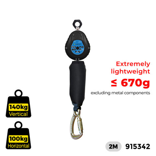 Austlift - Inertia Reel Sharp Edge Resistant With 2M Webbing 2m with webb Steel Triple Lock Snap Hook 20mm Gate Opening | 915342