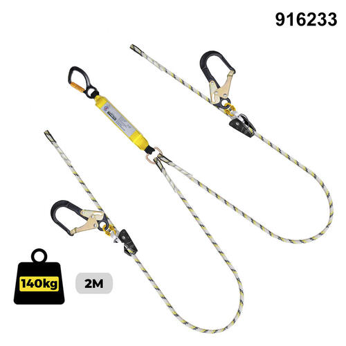 Austlift - Kernmantle Rope Sharp Edge Double Adjust Aluminum T/A Snap Hook and Aluminium Scaffold Hooks Complies with AS 1891.5 | 916233