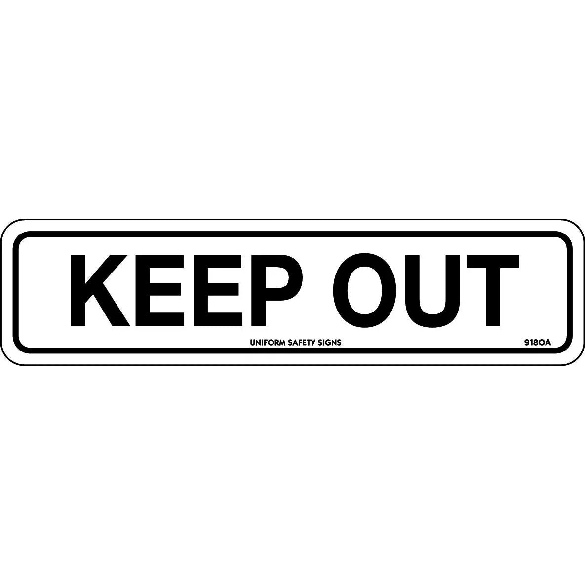 Uniform Safety Signs - 300x100mm - Self Adhesive - Keep Out | 918OMA