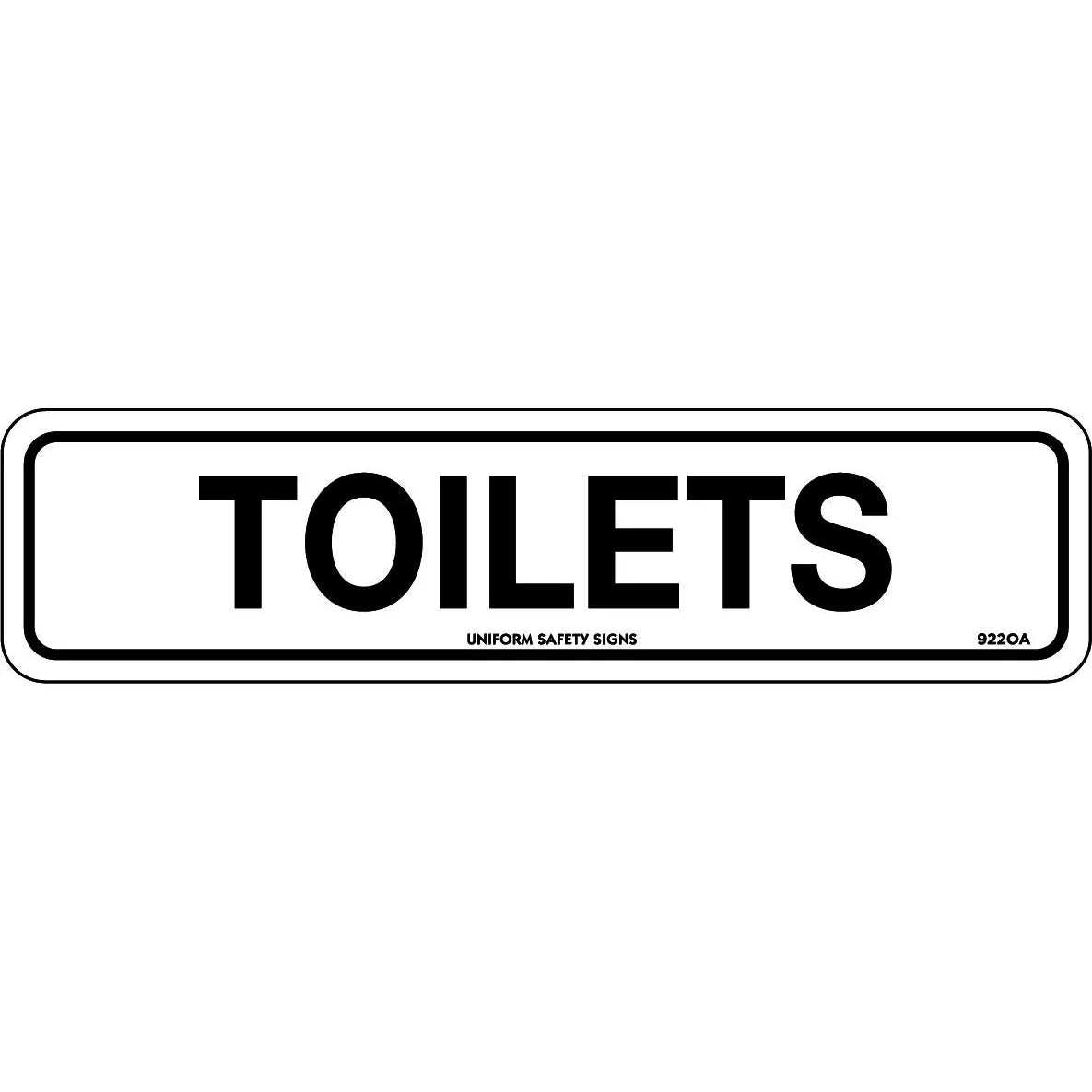 Uniform Safety Signs - 300x100mm - Self Adhesive - Toilets | 922OMA