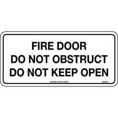 Uniform Safety Signs - 300x140mm - Self Adhesive - Blk/Wht - Fire Door Do Not Obstruct Do Not Keep Open | 925TMA
