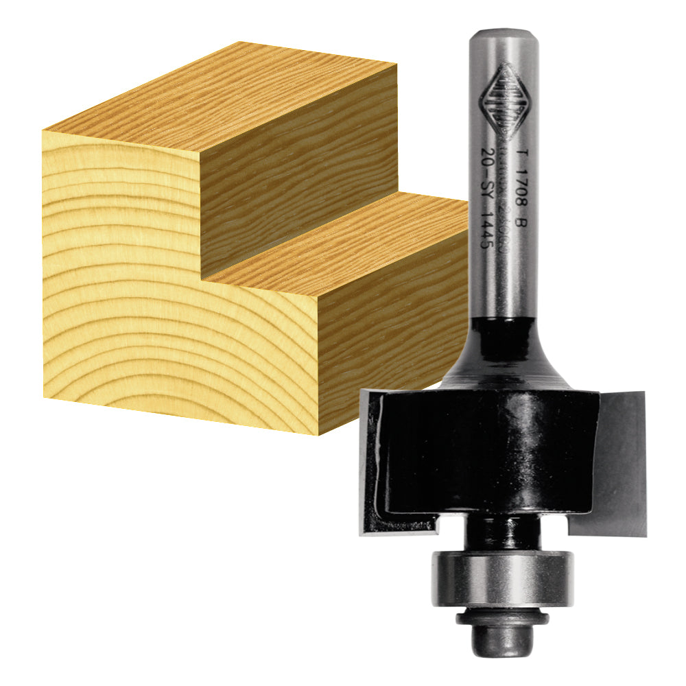 Carbitool - Rebating Bit 6.35mm Tct, 2 Flt 1/4 Shk W/Bear | T 1708 B
