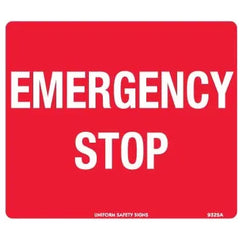 Uniform Safety Signs - 240x180mm - Self Adhesive - Emergency Stop | 932DA