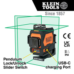 Klein Tools - USB SELF-LEVELLING GRN PLANAR LASER LVL | A-93PLL