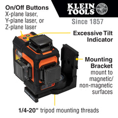 Klein Tools - USB SELF-LEVELLING GRN PLANAR LASER LVL | A-93PLL