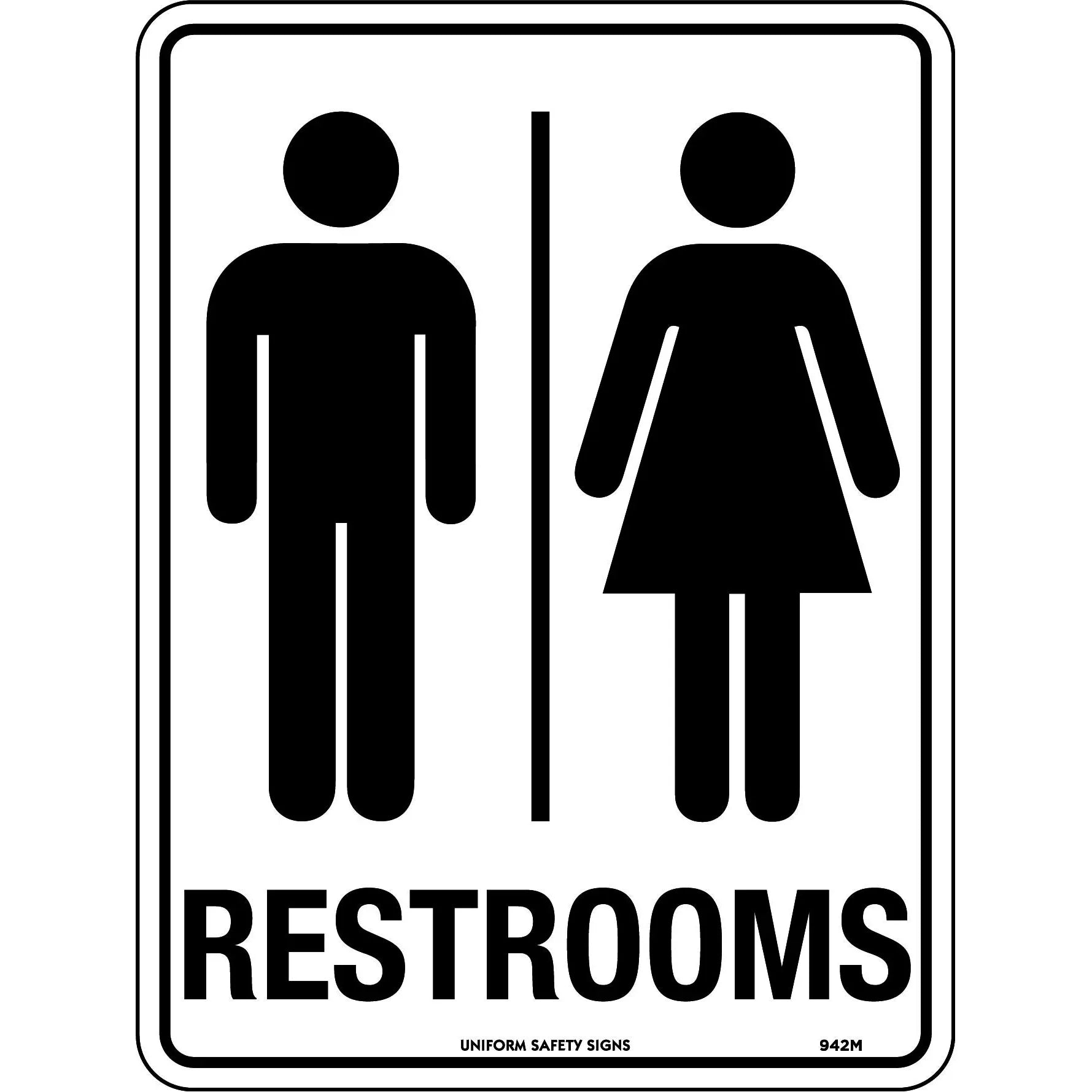 Uniform Safety Signs - 300x225mm - Metal - Restrooms | 942MM