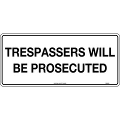 Uniform Safety Signs - 450x200mm - Metal - Trespassers will be Prosecuted | 956OLM