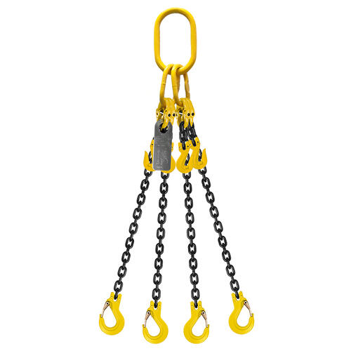 Austlift - Grade 80 Chain Sling 13mm 4leg Effective Length C/W Clevis Type Grab Shortner And Clevis Sling Hook Tested 2m | 961342