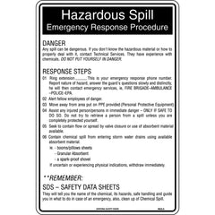 Uniform Safety Signs - 450x300mm - Poly - Hazardous Spill Emergency Response Procedure | 962LSP