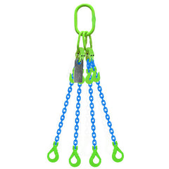 Austlift - Grade 100 Chain Sling 13mm 4leg Effective Length C/W Clevis Type Grab Shortner And Clevis Self Locking Hook Tested 4m | 973344
