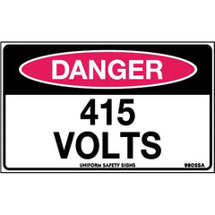 Uniform Safety Signs - 90x55mm - Self Adhesive - Pkt of 10 - Danger 415 Volts | 980SSA