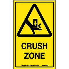 Uniform Safety Signs - 90x55mm - Self Adhesive - Pkt of 10 - Warning Crush Zone | 986SSA