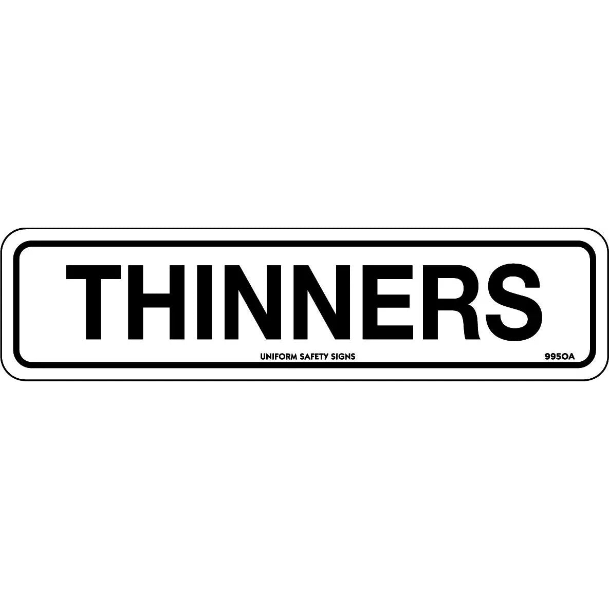 Uniform Safety Signs - 200x50mm - Self Adhesive - Pkt of 4 - Thinners | 995OA
