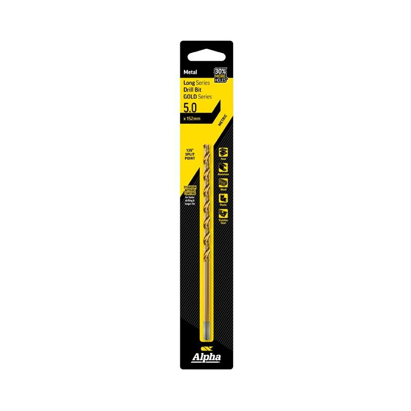 Alpha 5Mm Long Series Drill Bit - Gold Series (Oal 152Mm) |9Elm050