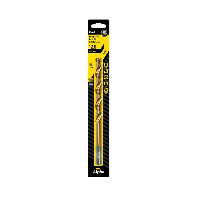 Alpha 12Mm Long Series Drill Bit - Gold Series (Oal 197Mm) |9Elm120