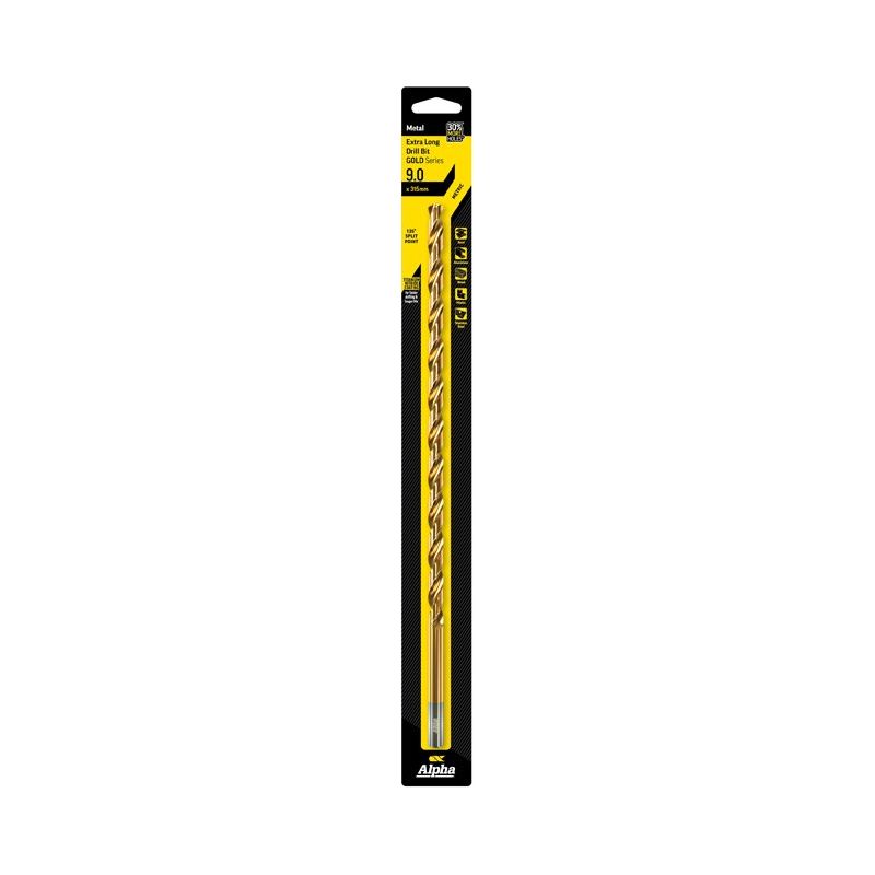 ALPHA 9mm Extra Long 315mm HSS Drill Bit - Gold Series