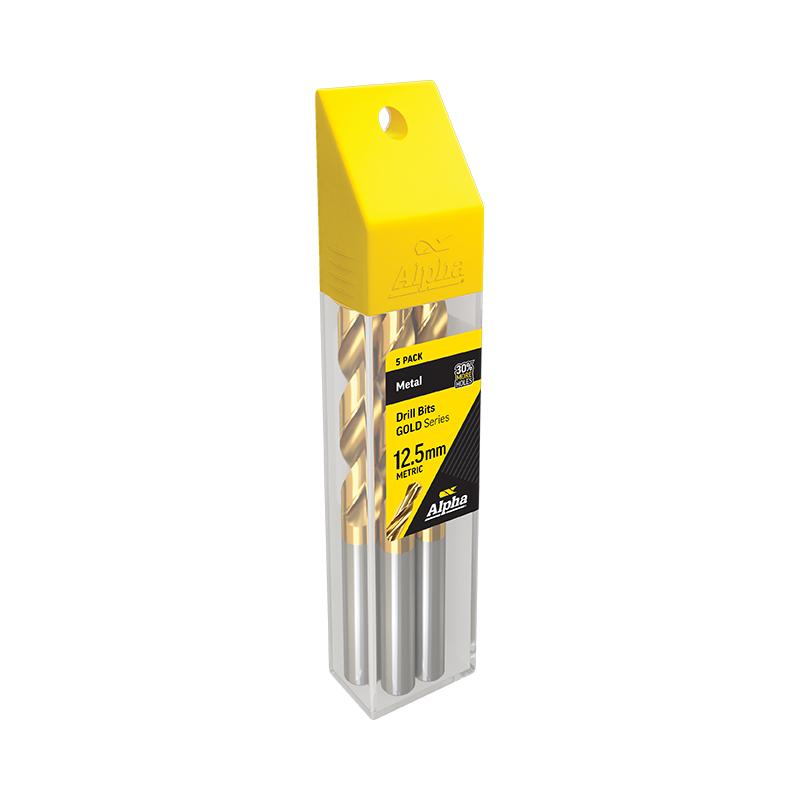 ALPHA 12.5mm Jobber Drill Bit (5 Pack) - Gold Series