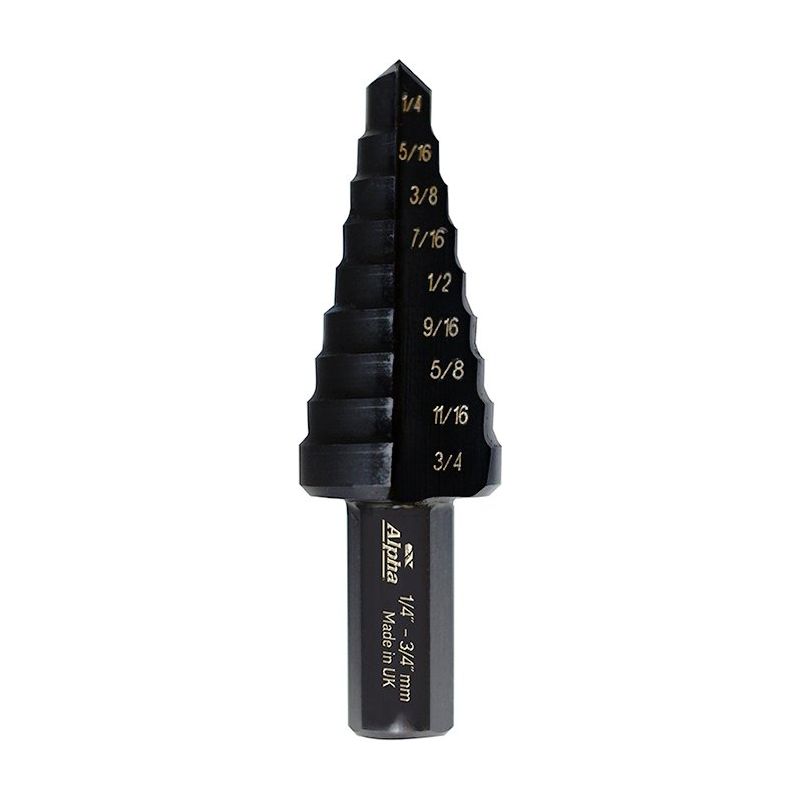 ALPHA ThunderMax Step Drill Straight Flute 1/4in -3/4in Imperial