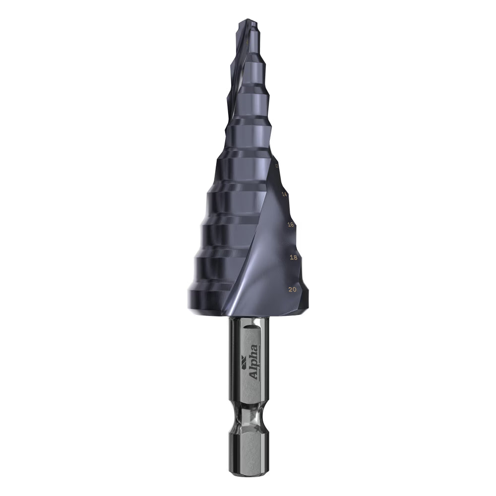 Alpha 4-20mm Onsite Plus Step Drill - Spiral Flute