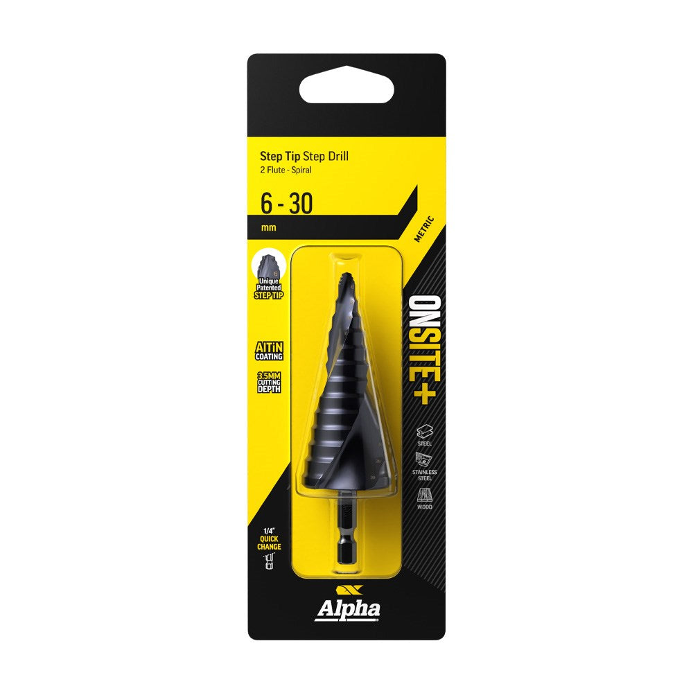 Alpha - 6-30mm Onsite Plus Step Drill - Spiral Flute