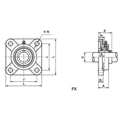 Bearing FYH 4-Bolt Flange Housing - Heavy Duty | FX15/FYH