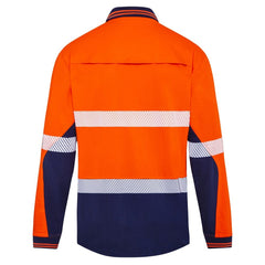 Worksense - Polo Boomerang Cotton LS Segmented Tape Orange/Navy Size Large | CW9186485ONE00L