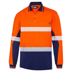 Worksense - Polo Boomerang Cotton LS Segmented Tape Orange/Navy Size Large | CW9186485ONE00L