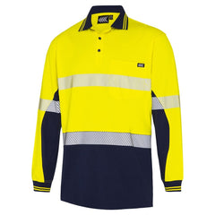 Worksense - Polo Boomerang Cotton LS Segmented Tape Yellow/Navy Size Large | CW9186485YNE00L