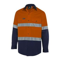 Worksense - Shirt WS Horizontal Vent LS Cotton Taped 160 gsm Orange/Navy Size 2XL | WS91864H8ONR2XL