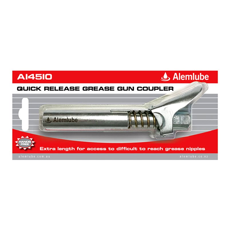 Alemlube - 1/8" Bsp Quick Release Grease Gun Coupler – Total Length 135mm | A14510