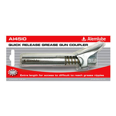 Alemlube - 1/8" Bsp Quick Release Grease Gun Coupler – Total Length 135mm | A14510