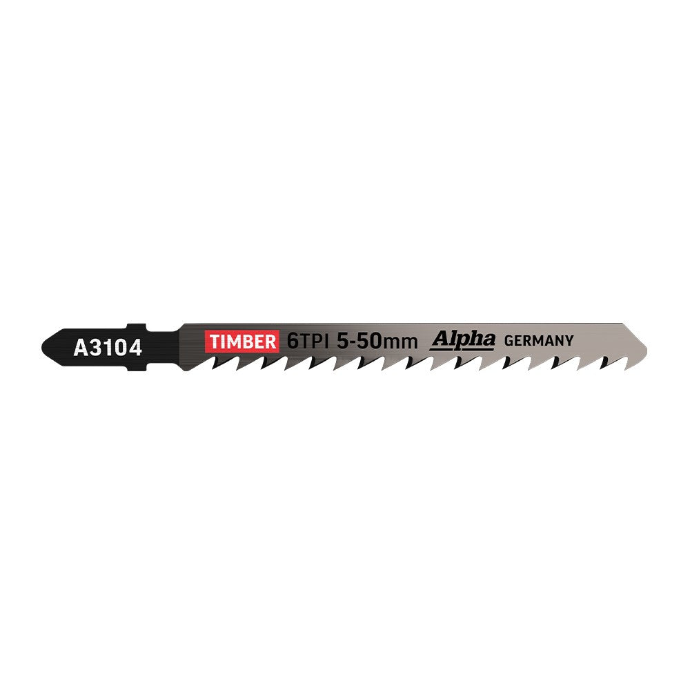 Alpha - 100mm Jigsaw Blade 6 TPI High Speed Cut Cv (x5)