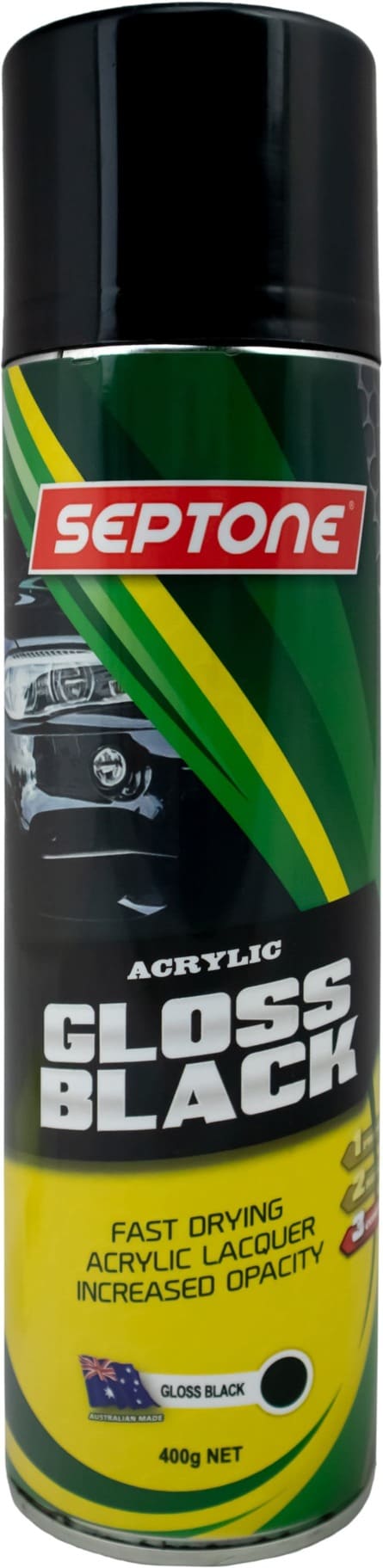 Septone - Acrylic Paint Gloss Black Aerosol 400g | AAGB400
