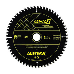 AustsawRaiderX Aluminium Multi Material Blade | 210mm x 25 x 60T