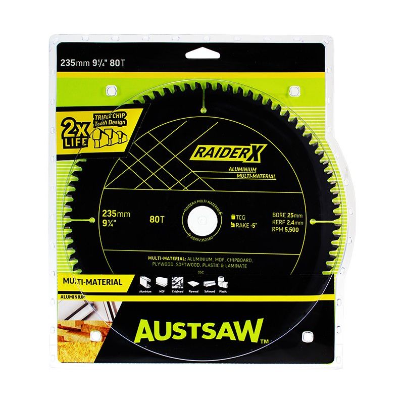 AustsawRaiderX Aluminium Multi Material Blade | 235mm x 25 x 80T