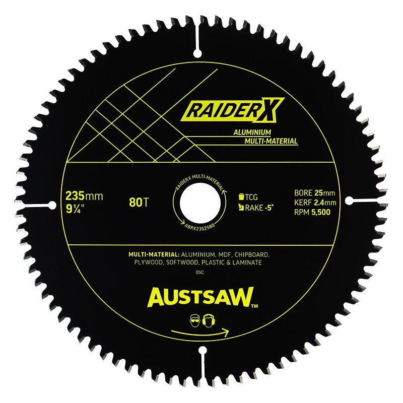 AustsawRaiderX Aluminium Multi Material Blade | 235mm x 25 x 80T