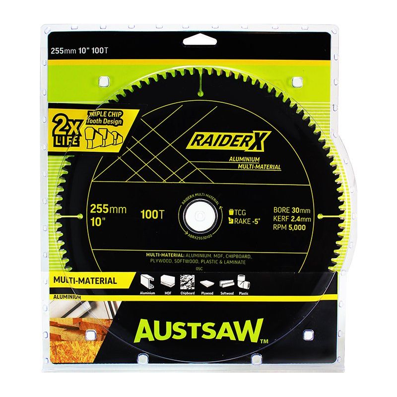 AustsawRaiderX Aluminium Multi Material Blade | 255mm x 30 x 100T